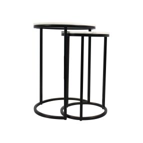 Mercer Marble Side Table (Nested Set of 2) - Black color Black