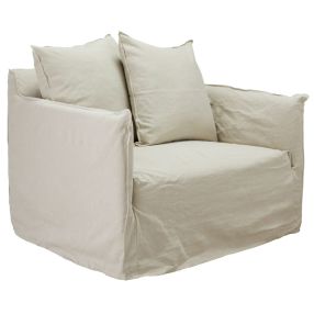 Como Linen Darling Chair Oatmeal - 1.5 Seater color Oatmeal