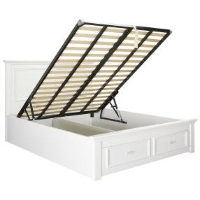 Mandalay Lift Storage Bed Frame White color White