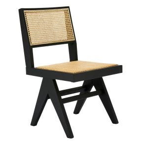 Azul Dining Armless Chair Black and Rattan color Black