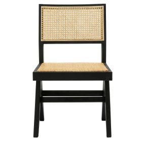 Azul Dining Armless Chair Black and Rattan color Black