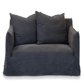 Como Linen Darling Chair Cover Charcoal - 1.5 Seater color Charcoal