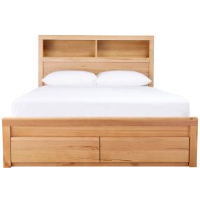 Clemence Gaslift Storage Bed & Drawers & Bookend color Natural