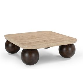 Bon Travertine & Acacia Coffee Table Brown color Brown