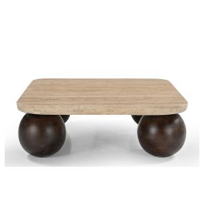 Bon Travertine & Acacia Coffee Table Brown color Brown