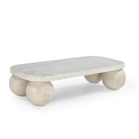 Bon Marble & Oak Coffee Table White color White