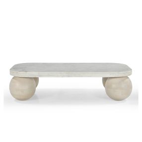 Bon Marble & Oak Coffee Table White color White