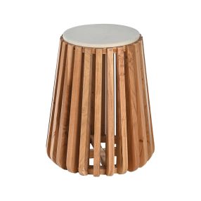 Linee Side Table - Acacia & Marble color Timber/White