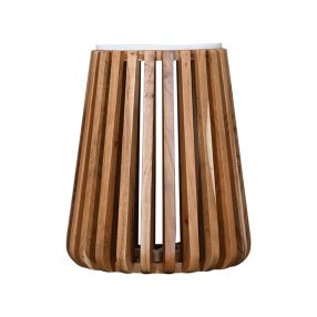 Linee Side Table - Acacia & Marble color Timber/White