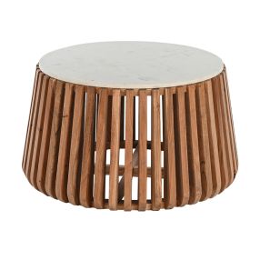 Linee Coffee Table - Acacia & Marble color Timber/White