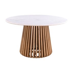 Linee Acacia & Marble Round Dining Table - 130 cm 