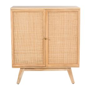 Tulum Mango Wood and Rattan Bar Cabinet color Natural