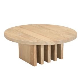 Tuni Mango Wood Round Coffee Table color Oak