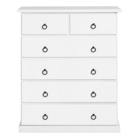 Coventry Tallboy White - 6 Drawer color White