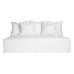 Como Linen Standard Armless Sofa White - 3 Seater color White