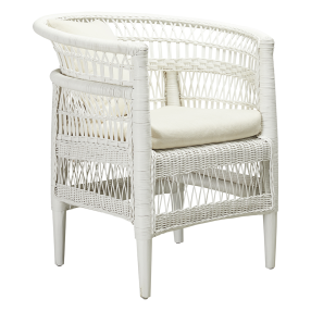 Endah White Rattan Armchair color White