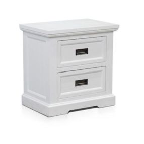 Aspen Bedside Table Brushed White - 2 Drawer color Brushed White