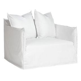 Como Linen Darling Chair Pure White - 1.5 Seater color Pure White