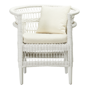 Endah White Rattan Armchair color White