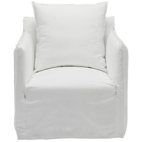 Como Linen Occasional Chair Cover Pure White - 1 Seater color Pure White