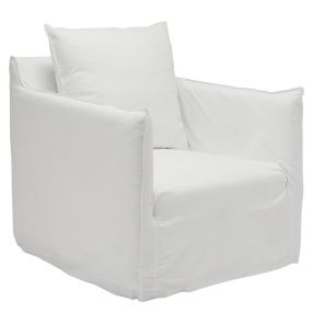 Como Linen Occasional Chair White - 1 Seater color White