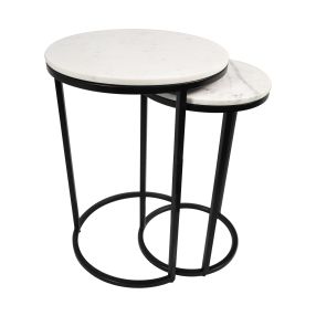 Mercer Marble Side Table (Nested Set of 2) - Black color Black