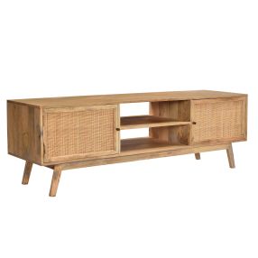 Tulum Mango Wood and Rattan TV Unit - 177cm color Natural