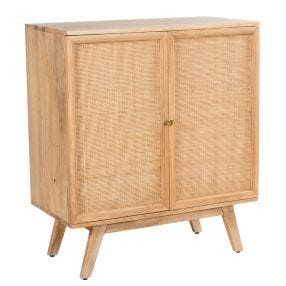 Tulum Mango Wood and Rattan Bar Cabinet color Natural