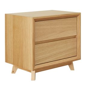 Morgan Oak Bedside Table - 2 Drawer color Natural