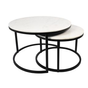 Mercer Marble Coffee Table (Nested Set of 2) - Black color Black