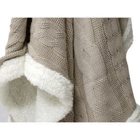 Sherpa Fur Knitted Throw Pebble - 170cm x 130cm color Pebble