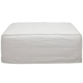 Como Linen Square Ottoman White - 100cm x 100cm color White