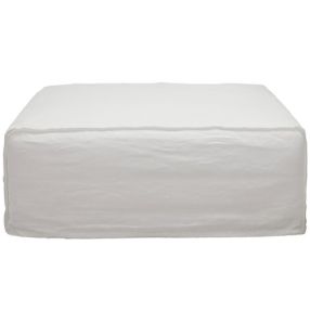 Como Linen Square Ottoman Cover Pure White - 100cm x 100cm color Pure White