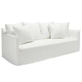 Como Linen Sofa White - 3 Seater color White