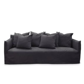 Como Linen Sofa Charcoal - 3 Seater color Charcoal