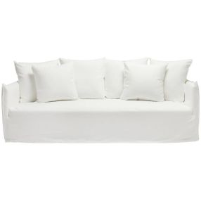 Como Linen Sofa White - 3 Seater color White