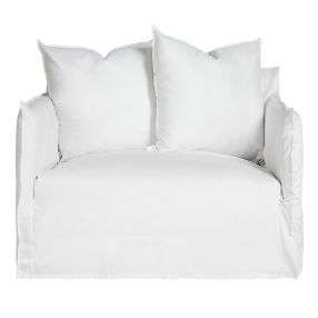 Como Linen Darling Chair Pure White - 1.5 Seater color Pure White
