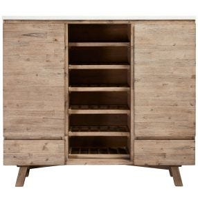 Nova Wine Rack Bar Cabinet - Faux Marble Top color White Marble