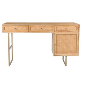 Tulum Mango Wood and Rattan Desk  - 140cm color Natural