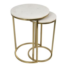Mercer Marble Side Table (Nested Set of 2) - Gold color Gold