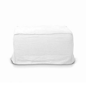 Como Linen Square Ottoman White - 70cm x 70cm color White