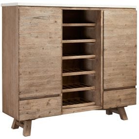 Nova Wine Rack Bar Cabinet - Faux Marble Top color White Marble